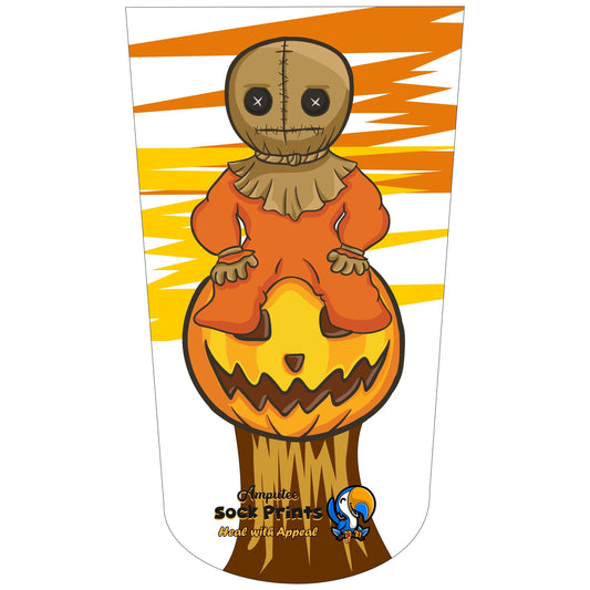 Cute Child Scarecrow sits on Pumpkin V2