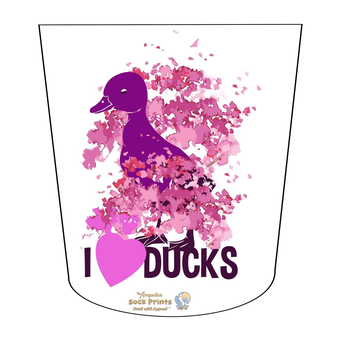 Amputee Sock "I love ducks V1" 3ply Stump Sock