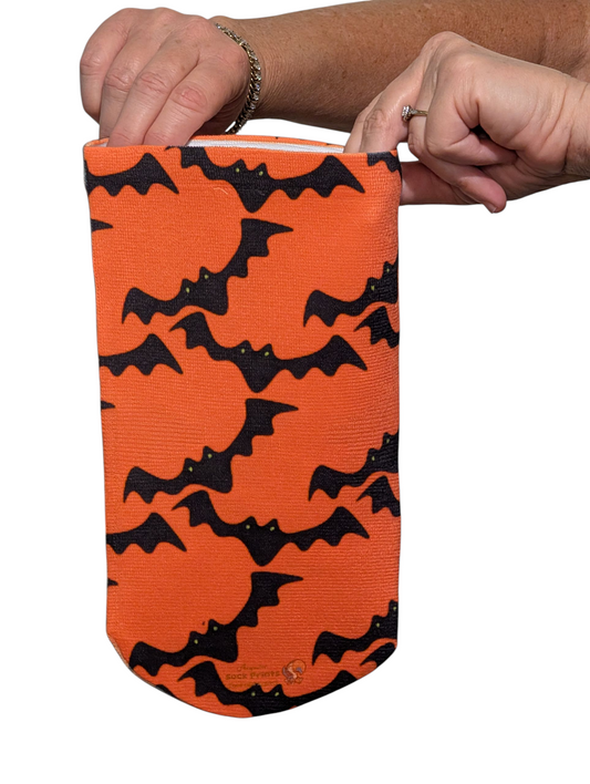 Amputee Sock "Wallpaper Bats w orange bgnd", Prosthetic Limb Sock, 3ply Stump Sock