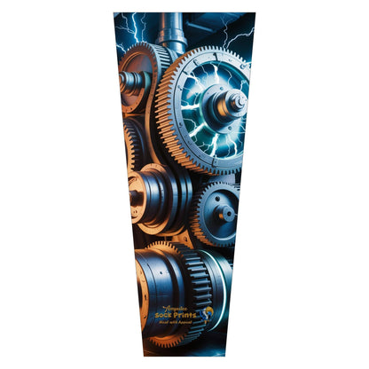 Amputee Sock, "Steampunk gears V2" Steam Punk 3ply Stump Sock