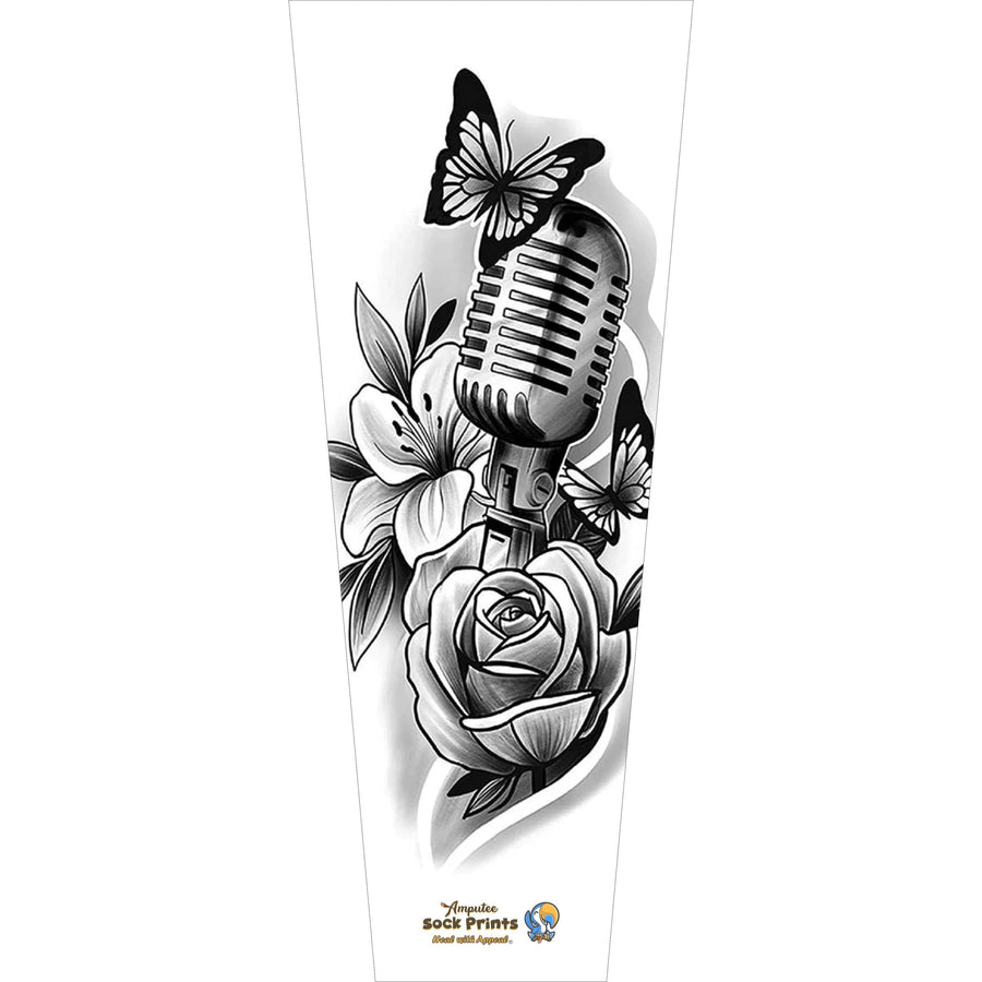 Tattoo sleeve art V3 prosthetic cover for a prosthetic leg