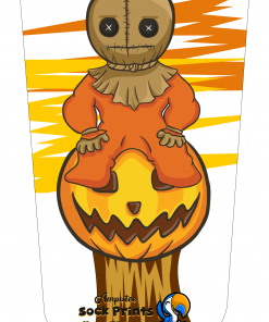 Cute Child Scarecrow sits on Pumpkin V2
