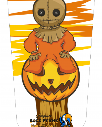 Cute Child Scarecrow sits on Pumpkin V2