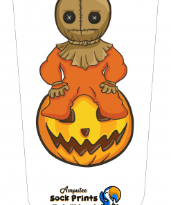 Cute Child Scarecrow sits on Pumpkin v1