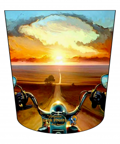 Motorcycle rider sunset view V1 mockup